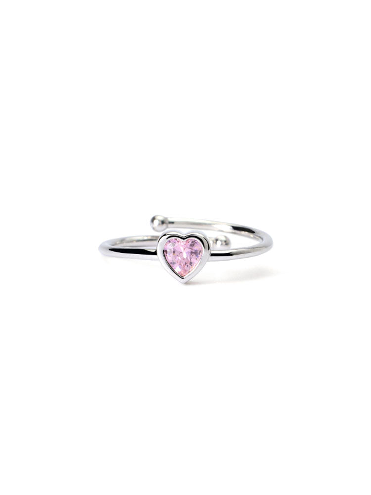 ANELLO BAMBINA IN ARGENTO CON CUORE ROSA REGOLABILE MABINA GIOIELLI