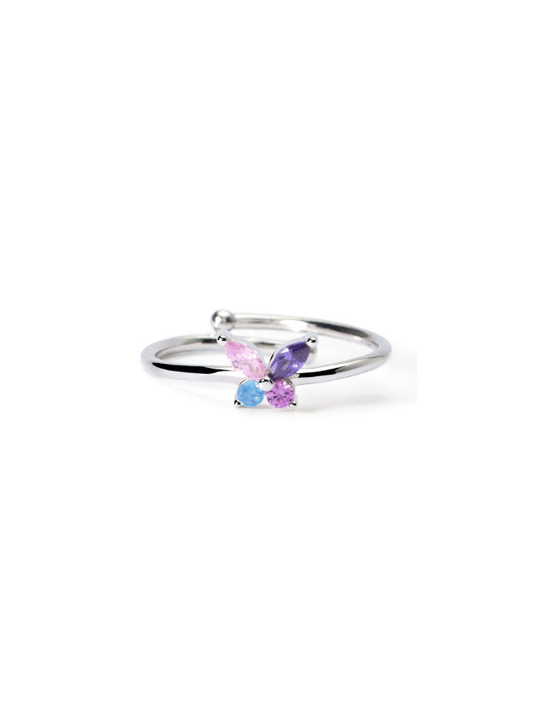 ANELLO BAMBINA IN ARGENTO CON FARFALLA MULTICOLOR MABINA JUNIOR
