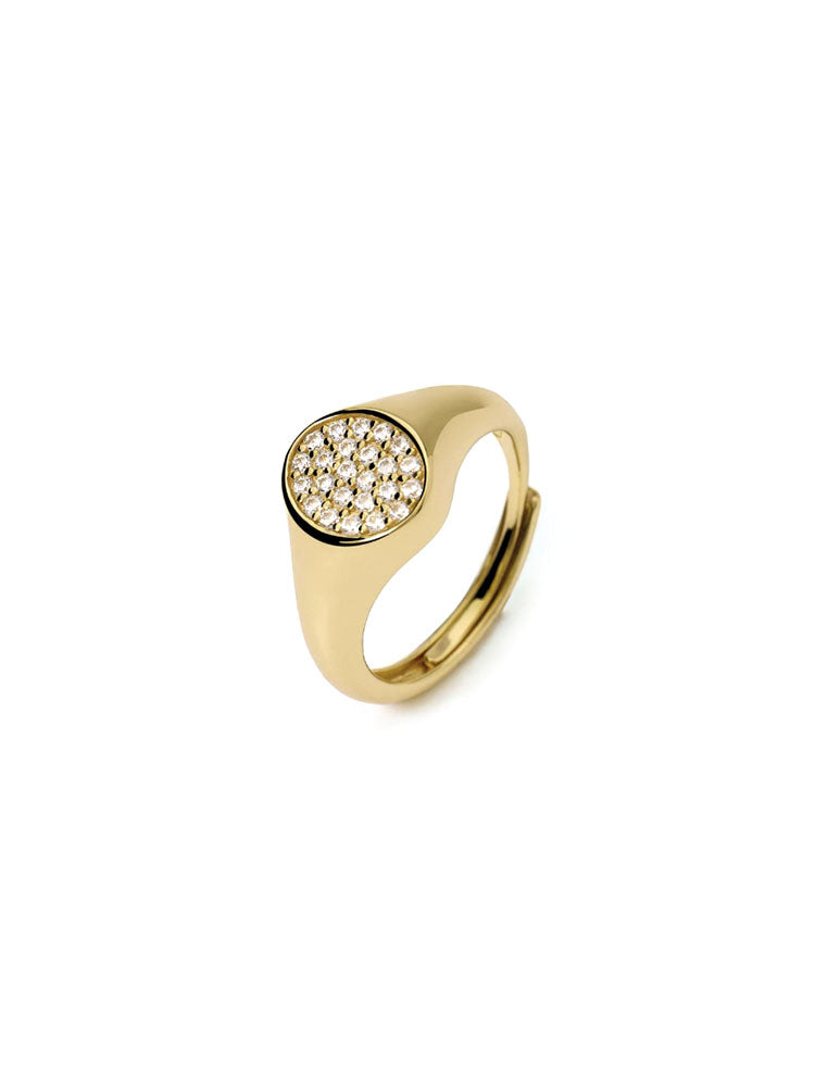 ANELLO DONNA CHEVALIER IN ARGENTO DORATO CON ZIRCONI BIANCHI MABINA GIOIELLI