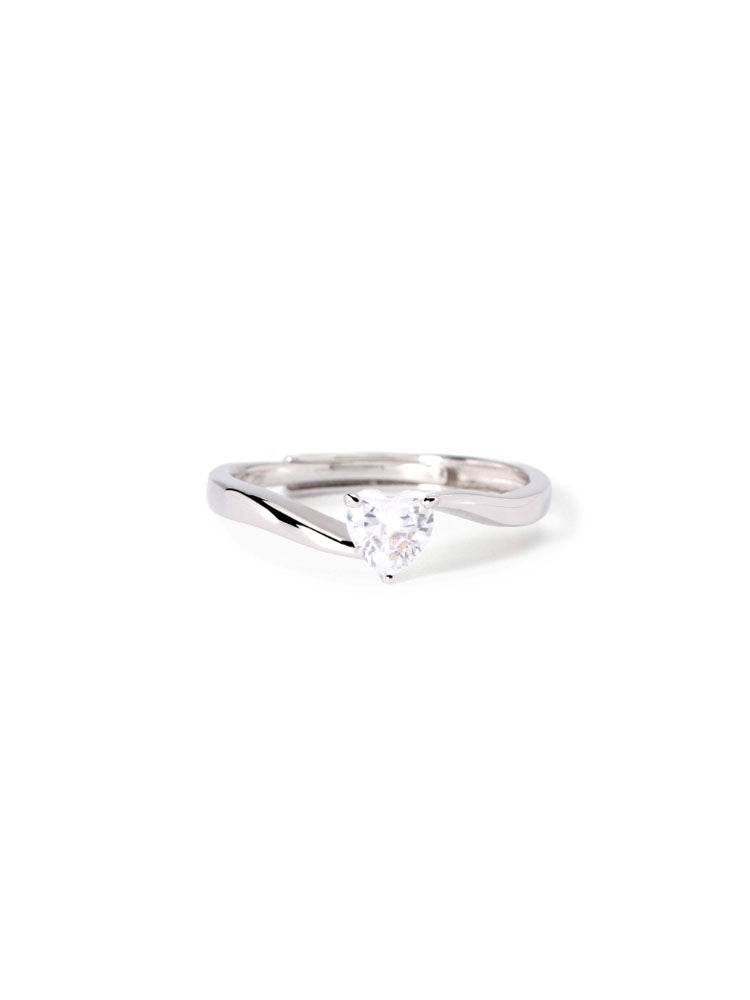 ANELLO DONNA IN ARGENTO SOLITARIO CON ZIRCONE A CUORE REGOLABILE MABINA GIOIELLI