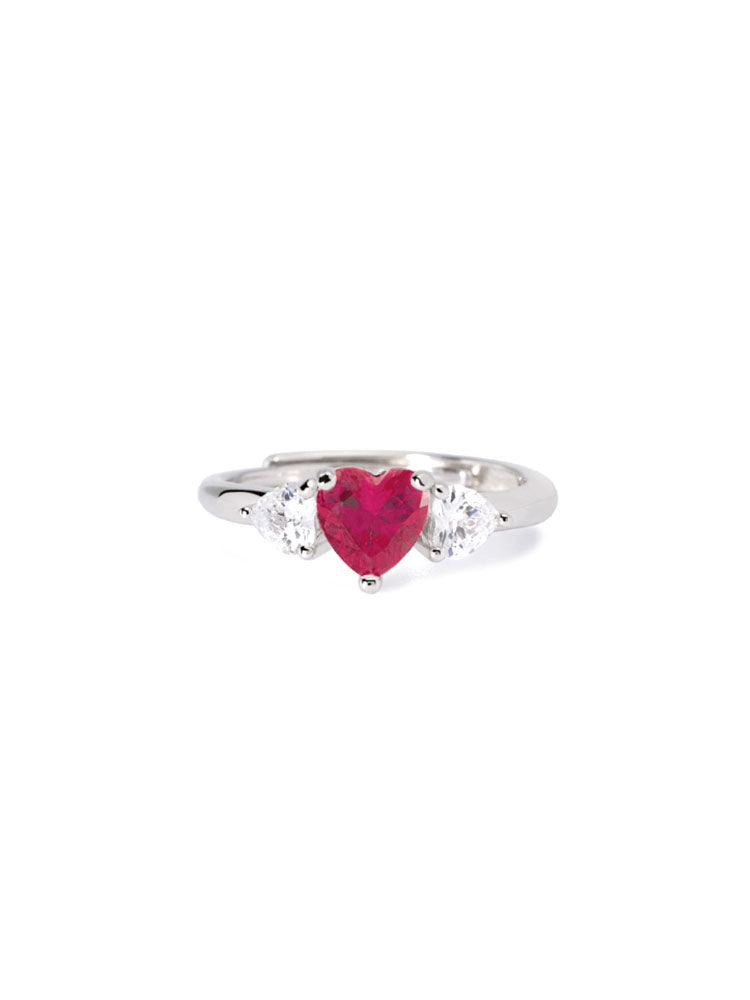 ANELLO DONNA LOVELY CON RUBINO SINTETICO A CUORE MABINA GIOIELLI