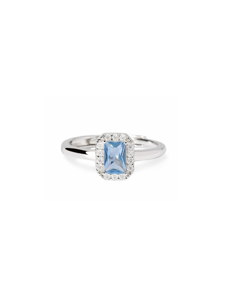 ANELLO DONNA IN ARGENTO CON ACQUAMARINA SINTETICA RETTANGOLARE MABINA GIOIELLI