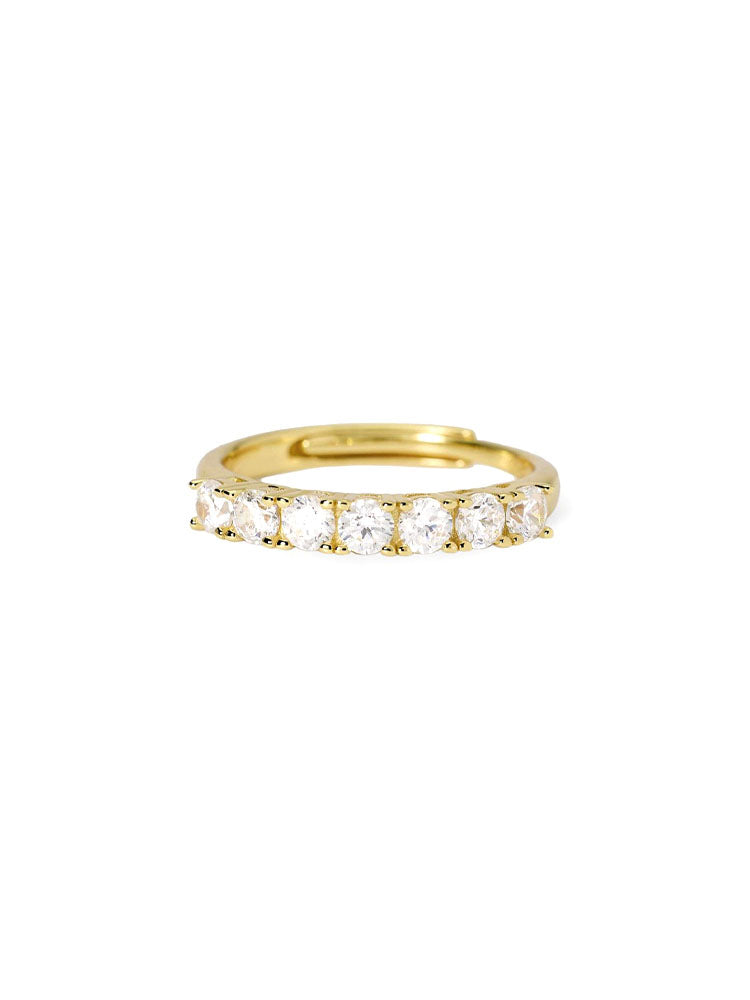 ANELLO DONNA VERETTA SEVENTIES  IN ARGENTO REGOLABILE PLACCATURA IN ORO E ZIRCONI BIANCHI MABINA GIOIELLI