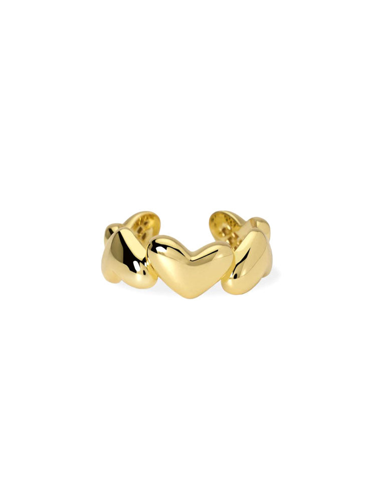 ANELLO DONNA CONTRARIE' REGOLABILE IN ARGENTO PLACCATURA ORO CON CUORI MABINA GIOIELLI