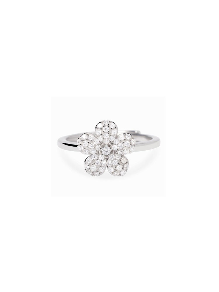 ANELLO DONNA CON FIORE CENTRALE IN PAVE' DI CRISTALLI BIANCHI MABINA GIOIELLI