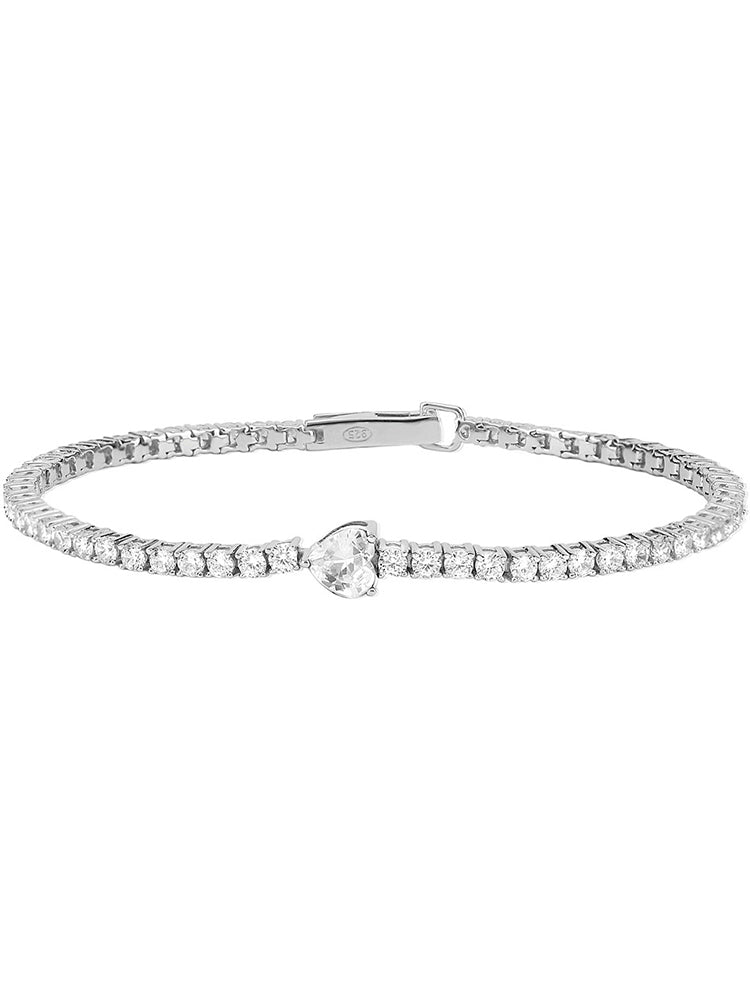 BRACCIALE DONNA TENNIS ARGENTO CON ZIRCONI BIANCHI MISURA 16 MABINA GIOIELLI