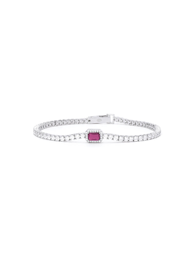 BRACCIALE DONNA COOL OR RETRO'? TENNIS IN ARGENTO CON RUBINO SINTETICO MABINA GIOIELLI