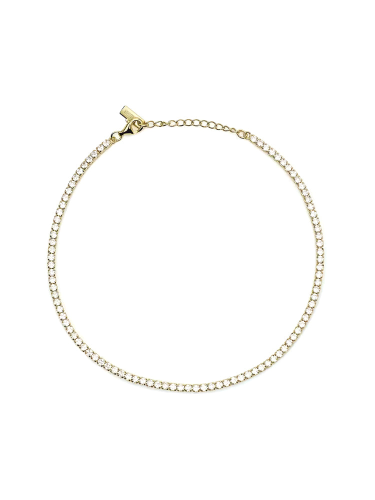 CAVIGLIERA DONNA MINI TENNIS IN ARGENTO DORATO E ZIRCONI BIANCHI MABINA GIOIELLI