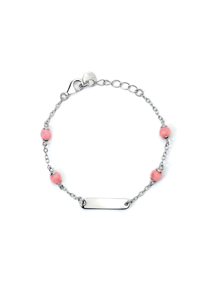 BRACCIALE BIMBA BABY PERSONALIZZABILE IN ARGENTO CON CORALLO ROSA MABINA GIOIELLI