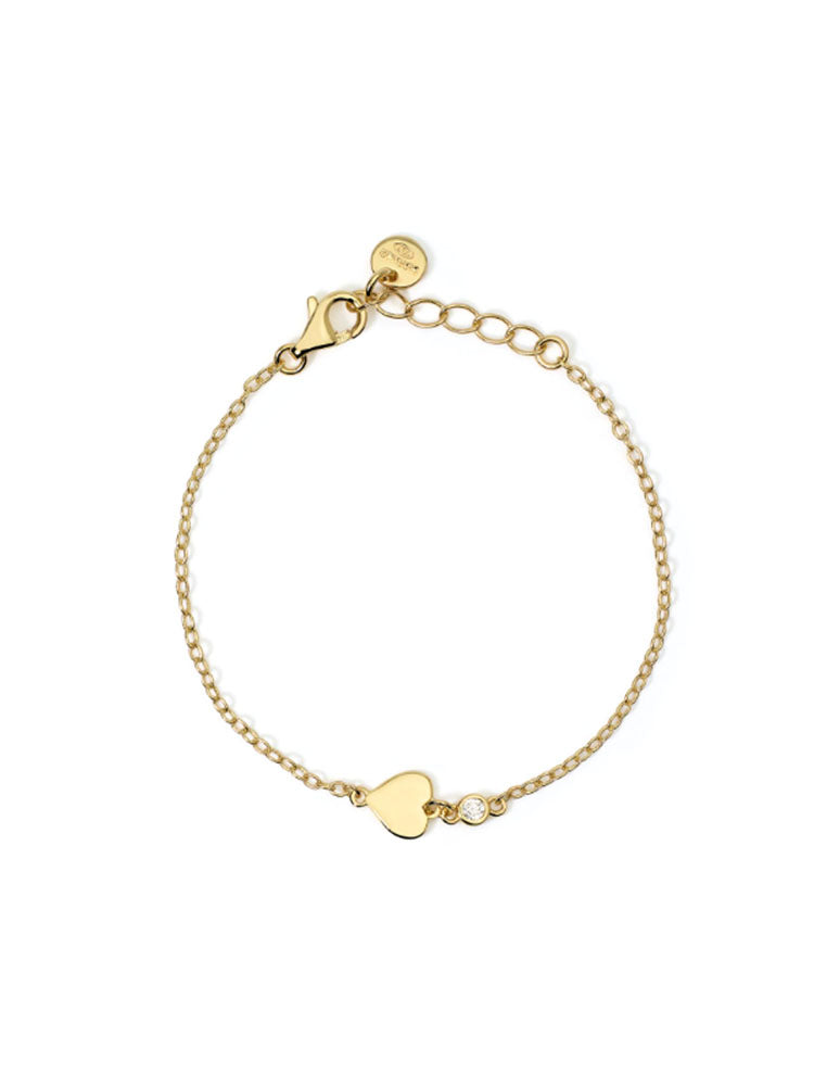 BRACCIALE BIMBA IN ARGENTO DORATO CON CUORE E ZIRCONE MABINA GIOIELLI