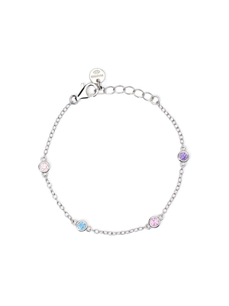 BRACCIALE BAMBINA RAINBOW IN ARGENTO CON TORMALINA SINTETICA E ZIRCONI MABINA GIOIELLI