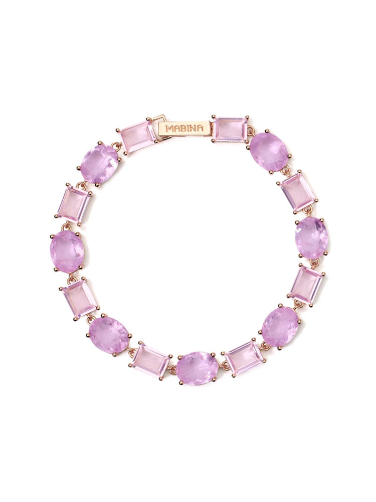 BRACCIALE DONNA SANTORINI IN ARGENTO ROSATO CON CRISTALLI ROSA MABINA GIOIELLI