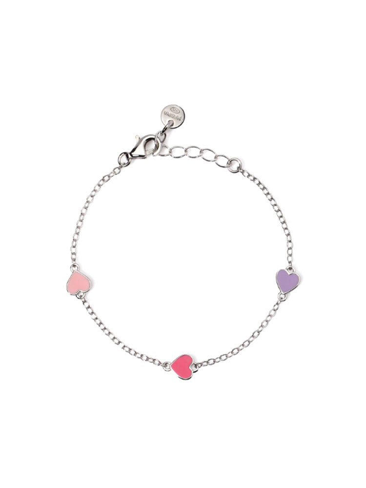 BRACCIALE BIMBA MON AMOUR IN ARGENTO CON CUORI SMALTATI MABINA JUNIOR