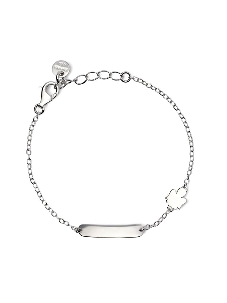 BRACCIALE BIMBO IN ARGENTO CON ANGIOLETTO E TARGHETTA PERSONALIZZABILE MABINA GIOIELLI