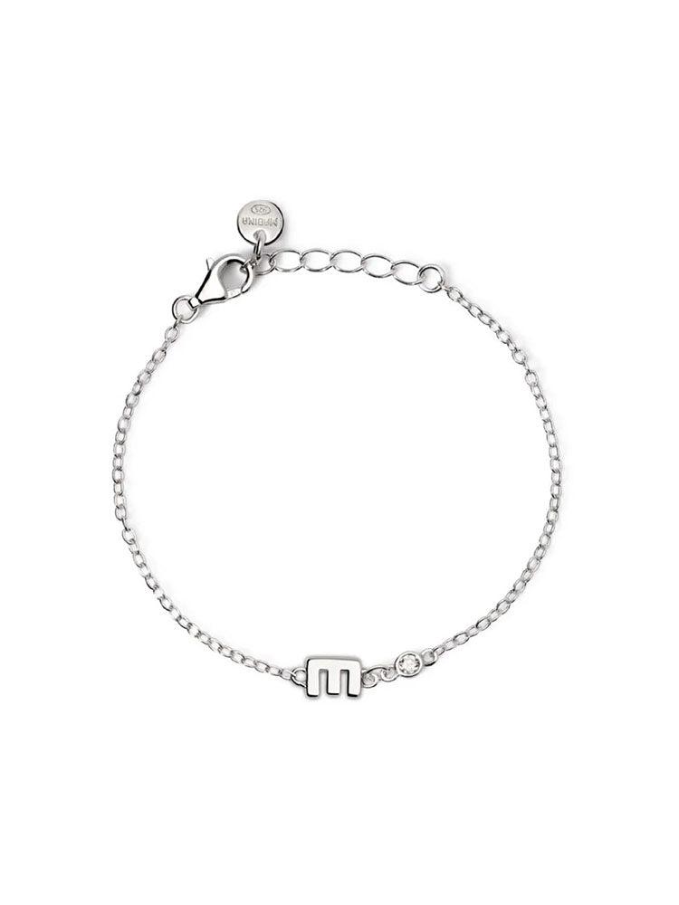 BRACCIALE UNISEX IN ARGENTO CON LETTERA "E" E DIAMANTE MABINA JUNIOR