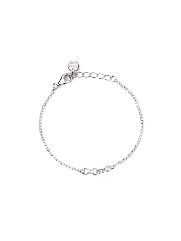 BRACCIALE UNISEX IN ARGENTO CON LETTERA I E DIAMANTE MABINA JUNIOR