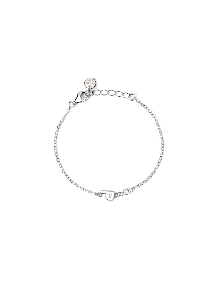 BRACCIALE UNISEX IN ARGENTO CON LETTERA P E DIAMANTE MABINA JUNIOR