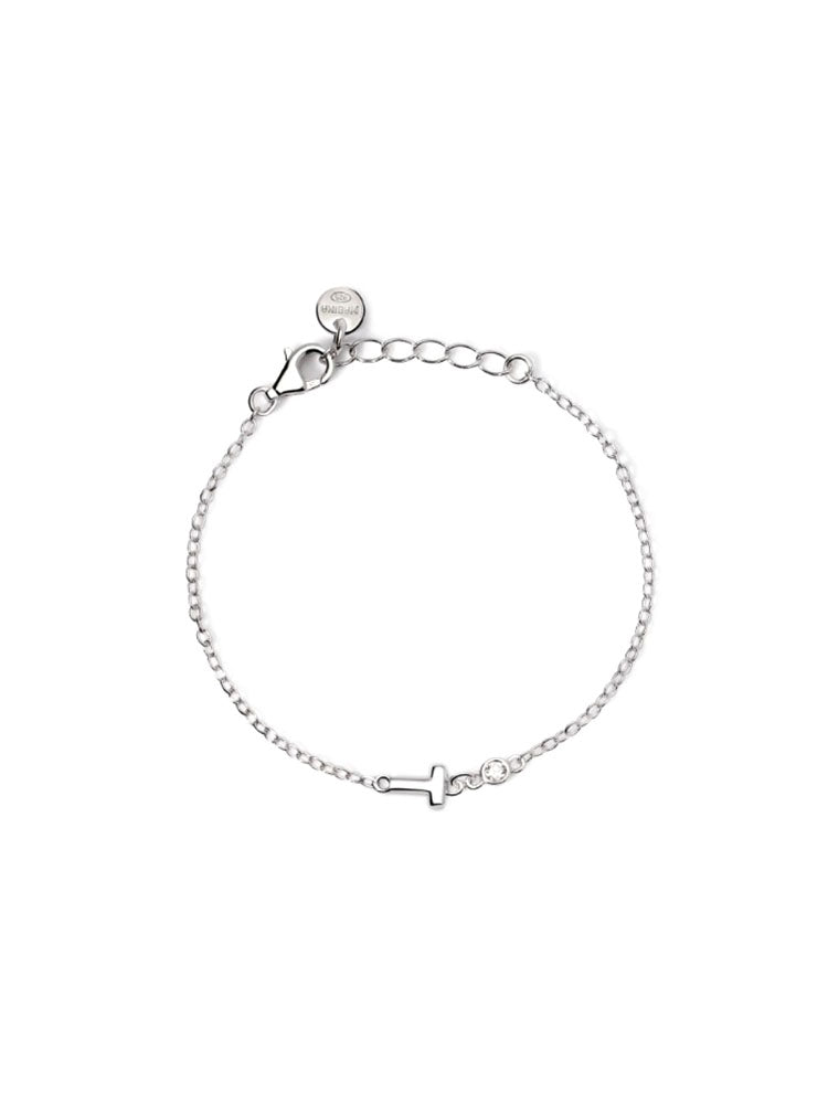 BRACCIALE UNISEX IN ARGENTO CON LETTERA T E DIAMANTE MABINA JUNIOR