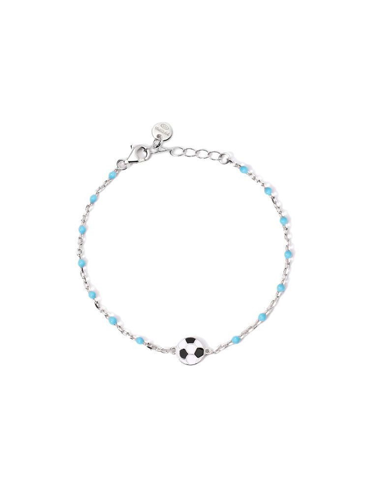 BRACCIALE BAMBINO IN ARGENTO CON PALLONE E INSERTI AZZURRI MABINA