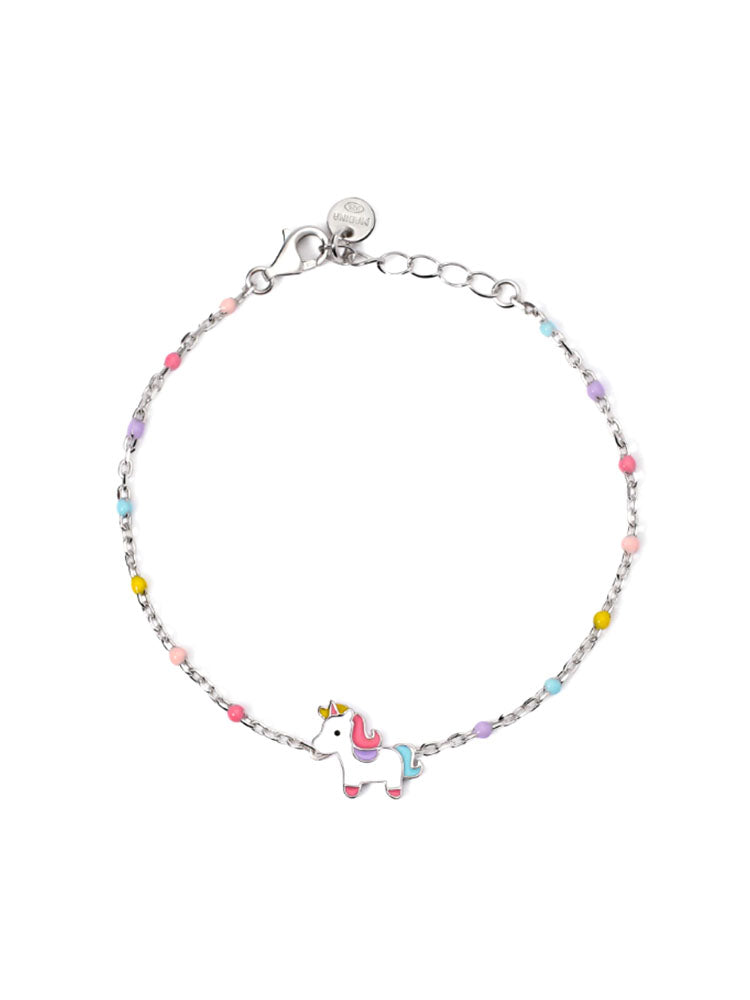 BRACCIALE BIMBA IN ARGENTO CON UNICORNO SMALTATO MABINA JUNIOR