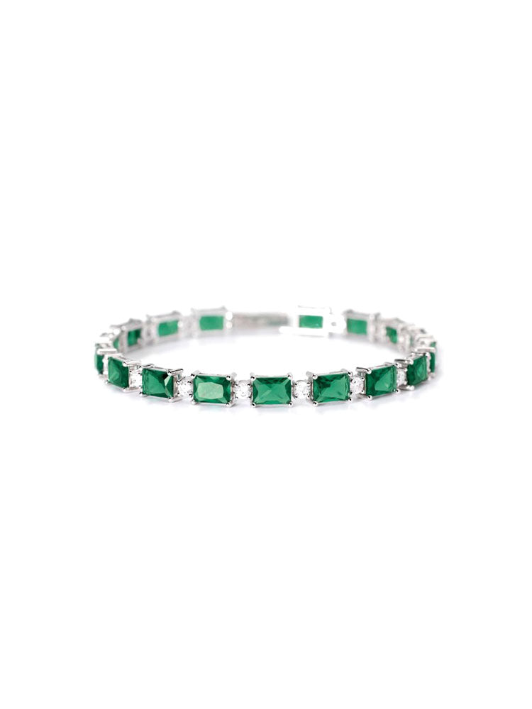 BRACCIALE DONNA IN ARGENTO CON SMERALDI SINTETICI E ZIRCONI MABINA