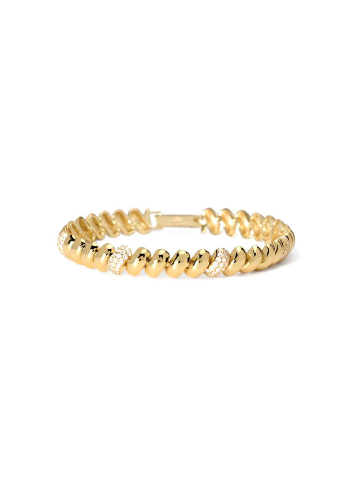 BRACCIALE DONNA IN ARGENTO PLACCATO ORO CON ZIRCONI MABINA