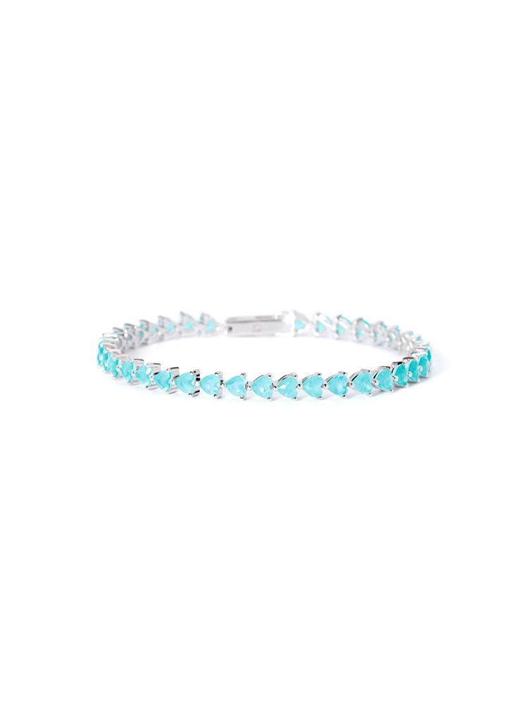 BRACCIALE DONNA IN ARGENTO CON CRISTALLI TAGLIO CUORE AZZURRI MABINA