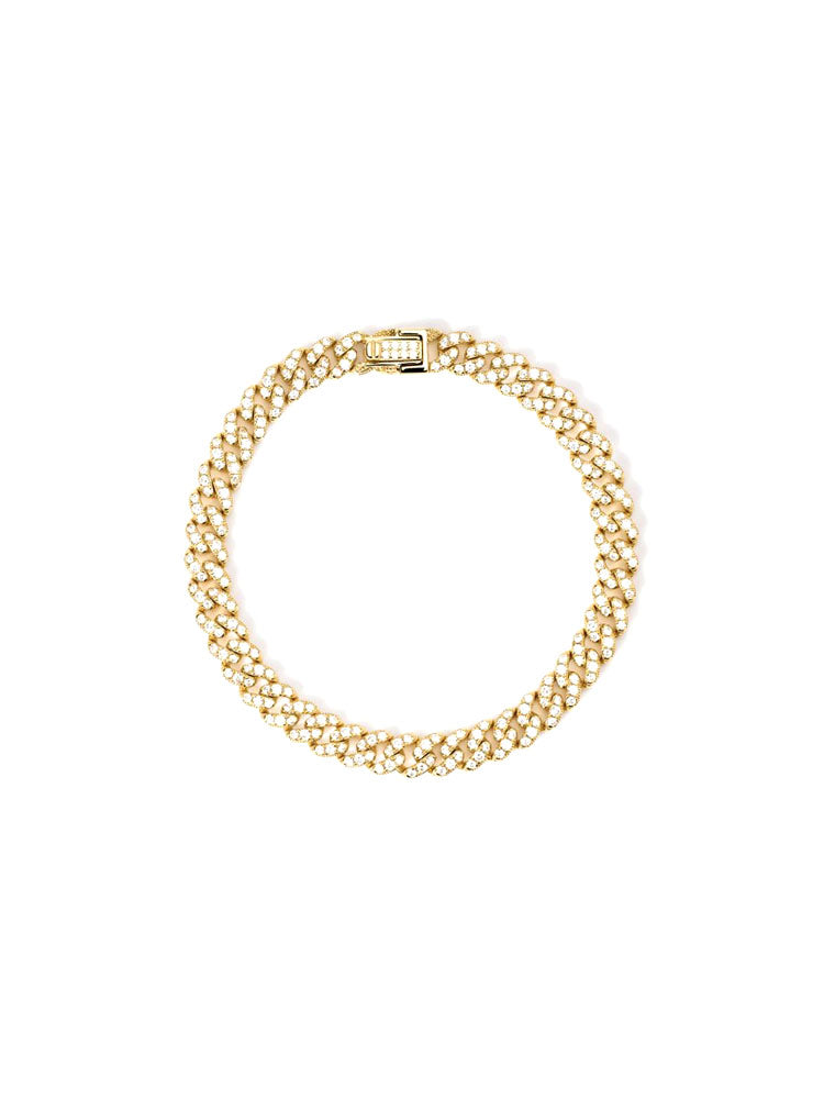 BRACCIALE DONNA IN ARGENTO PLACCATO ORO CON CATENA DIAMANTATA E ZIRCONI PRIVILEGIO MABINA