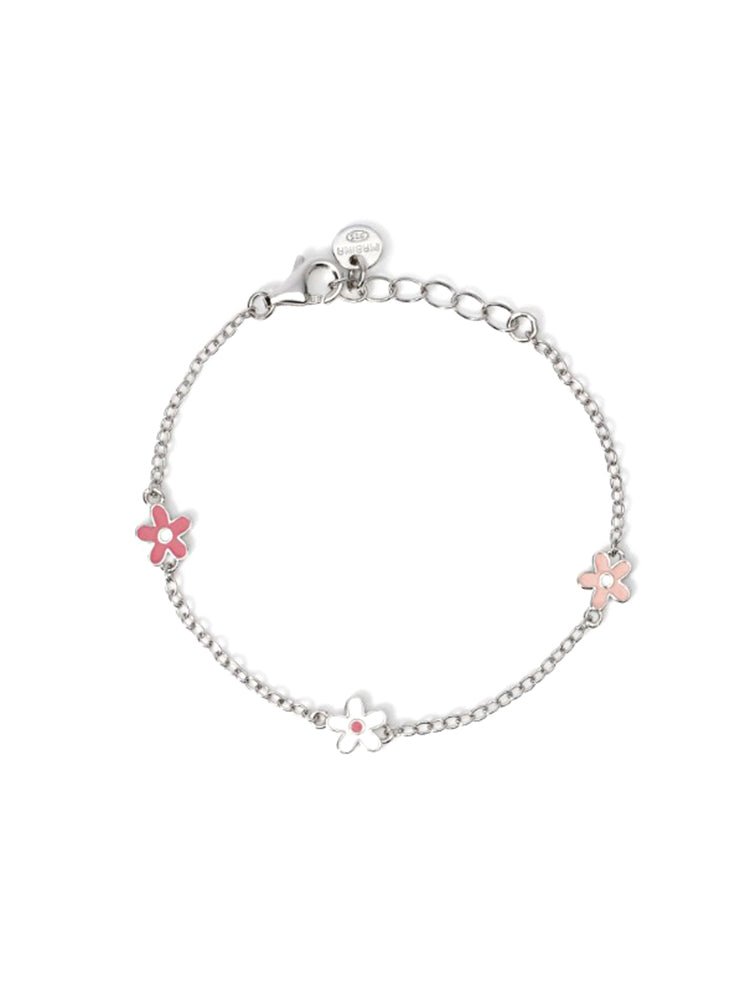 BRACCIALE BIMBA IN ARGENTO CON FIORELLINI SMALTATI MABINA GIOIELLI