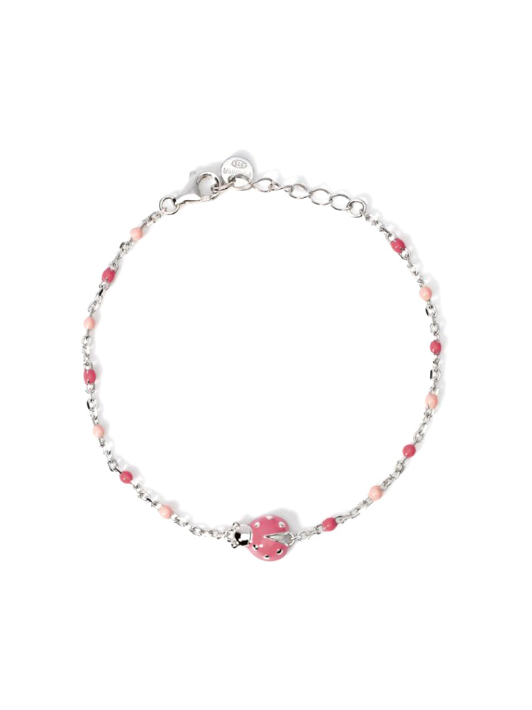 BRACCIALE BIMBA IN ARGENTO CON COCCINELLA ROSA MABINA GIOIELLI