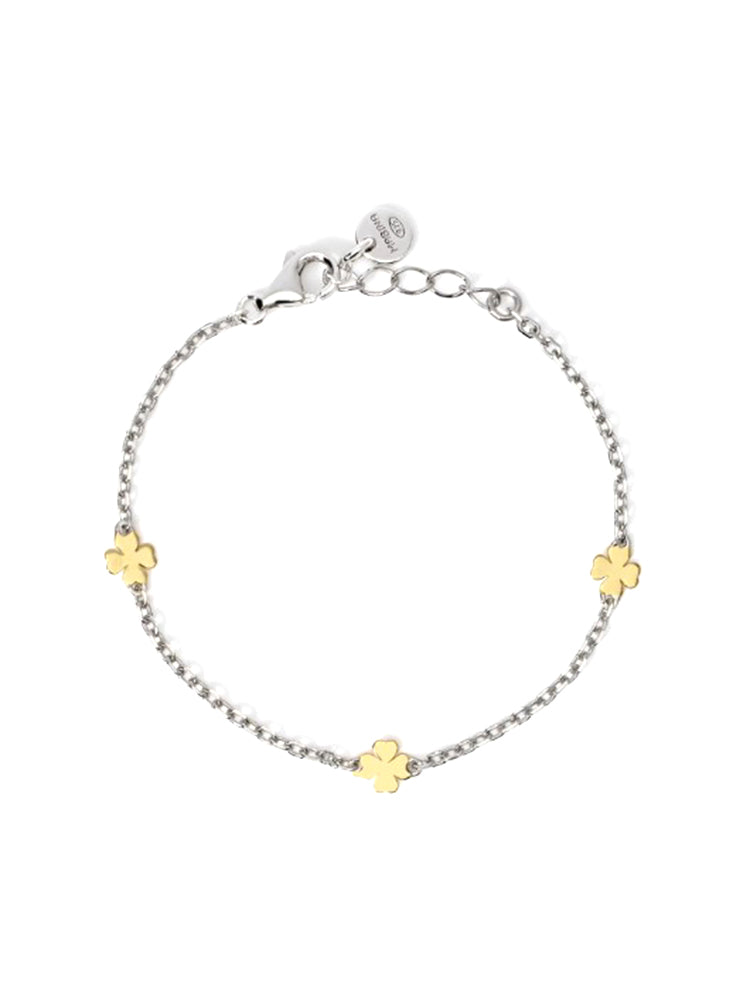 BRACCIALE BIMBA IN ARGENTO CON QUADRIFOGLIO IN ORO 9KT MABINA GIOIELLI