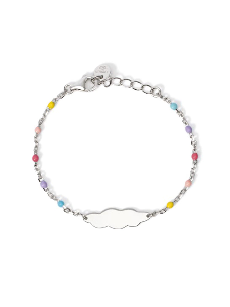 BRACCIALE BIMBA IN ARGENTO MULTICOLOR CON TARGHETTA PERSONALIZZABILE MABINA GIOIELLI
