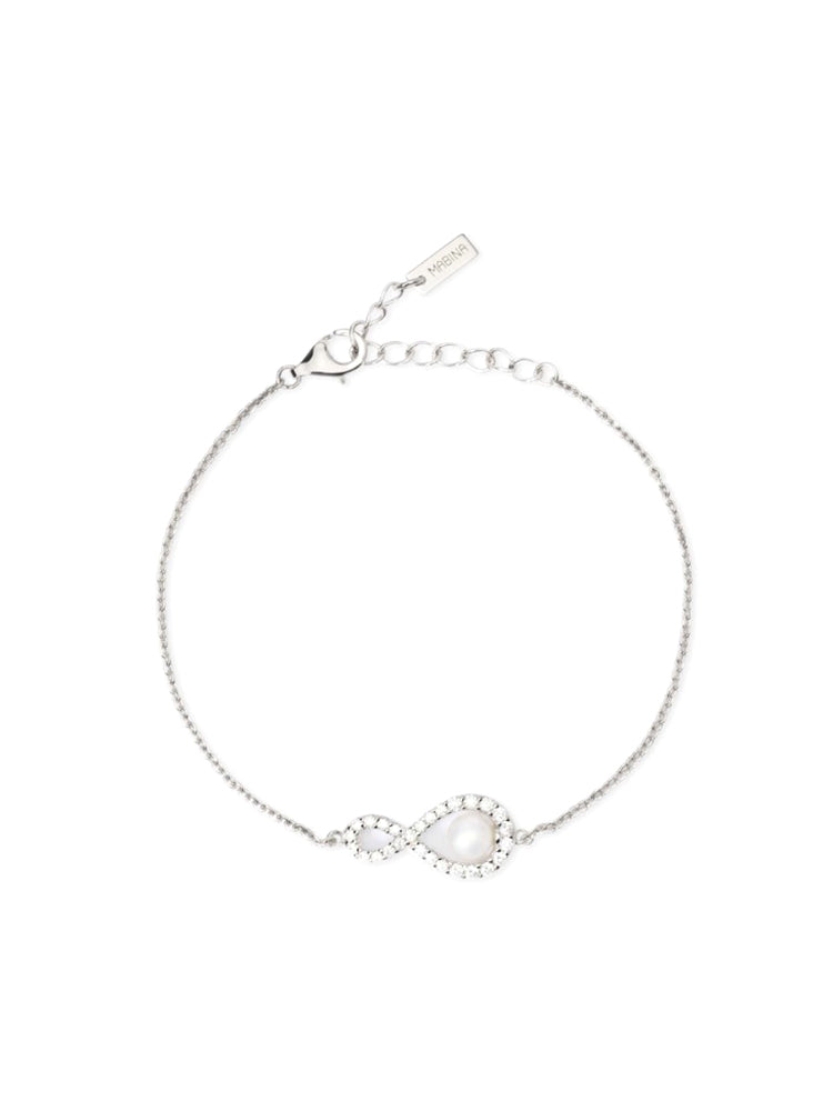 BRACCIALE DONNA IN ARGENTO CON INFINITO E PERLA MABINA GIOIELLI