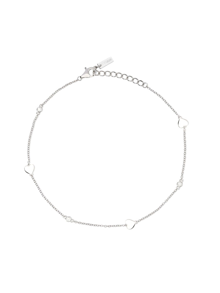 CAVIGLIERA DONNA REGOLABILE  IN ARGENTO CON CUORI MABINA GIOIELLI