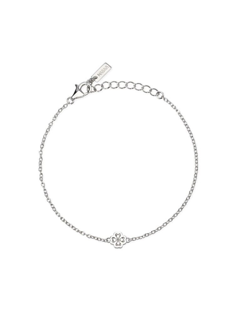 BRACCIALE DONNA IN ARGENTO CON QUADRIFOGLIO DI DIAMANTI LAB-GROWN MABINA GIOIELLI