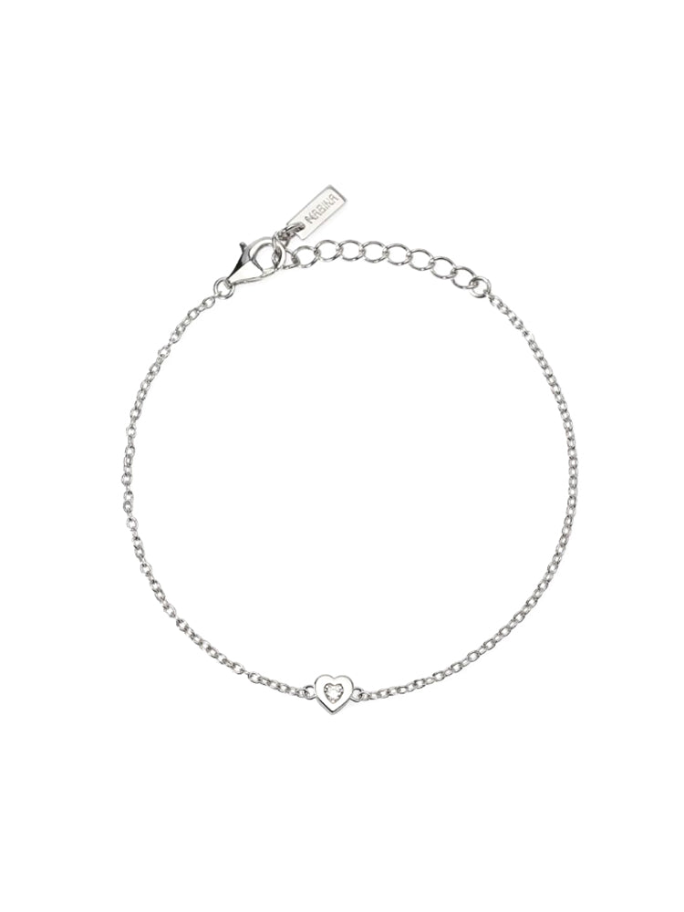 BRACCIALE DONNA IN ARGENTO CON CUORE E DIAMANTE LAB-GROWN MABINA GIOIELLI