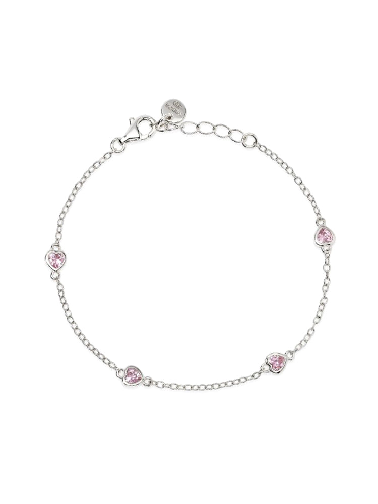 BRACCIALE BIMBA IN ARGENTO CON CUORI IN ZIRCONI ROSA MABINA GIOIELLI