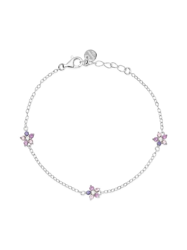 BRACCIALE BIMBA IN ARGENTO CON FIORI ROSA MABINA GIOIELLI