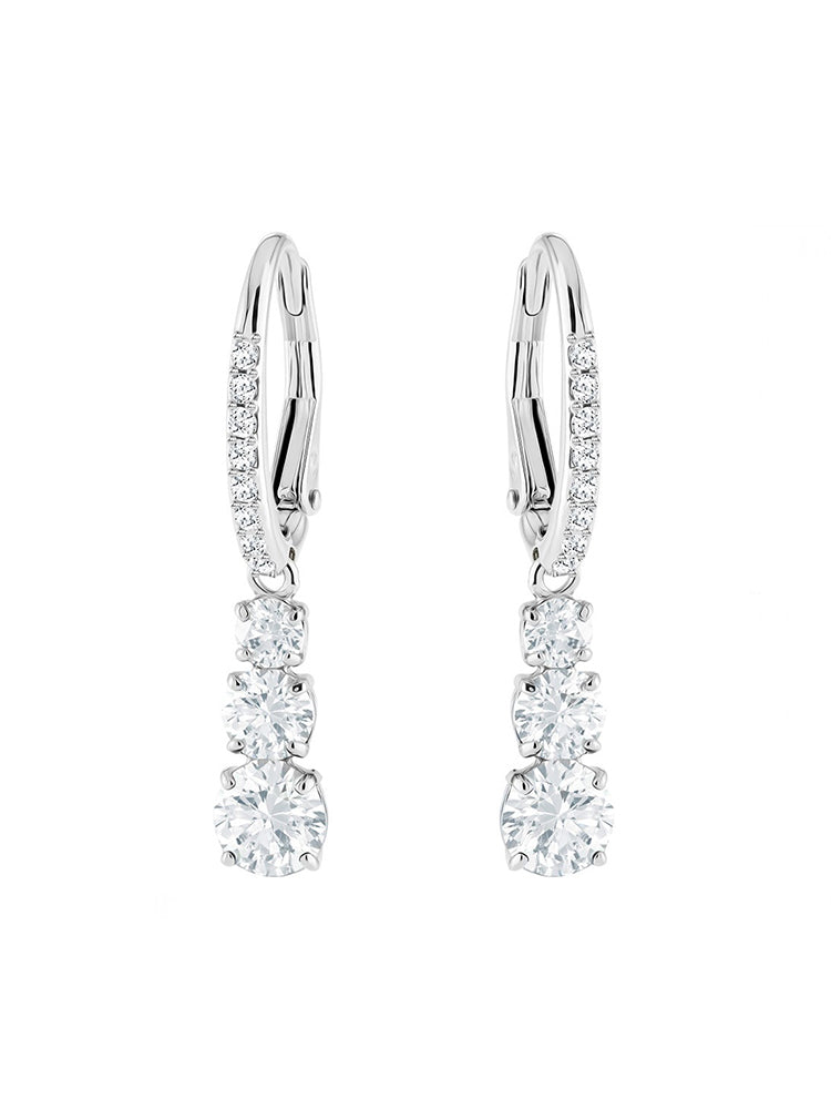 ORECCHINI DONNA ATTRACT TRILOGY ROUND, PENDENTE BIANCO SWAROVSKI