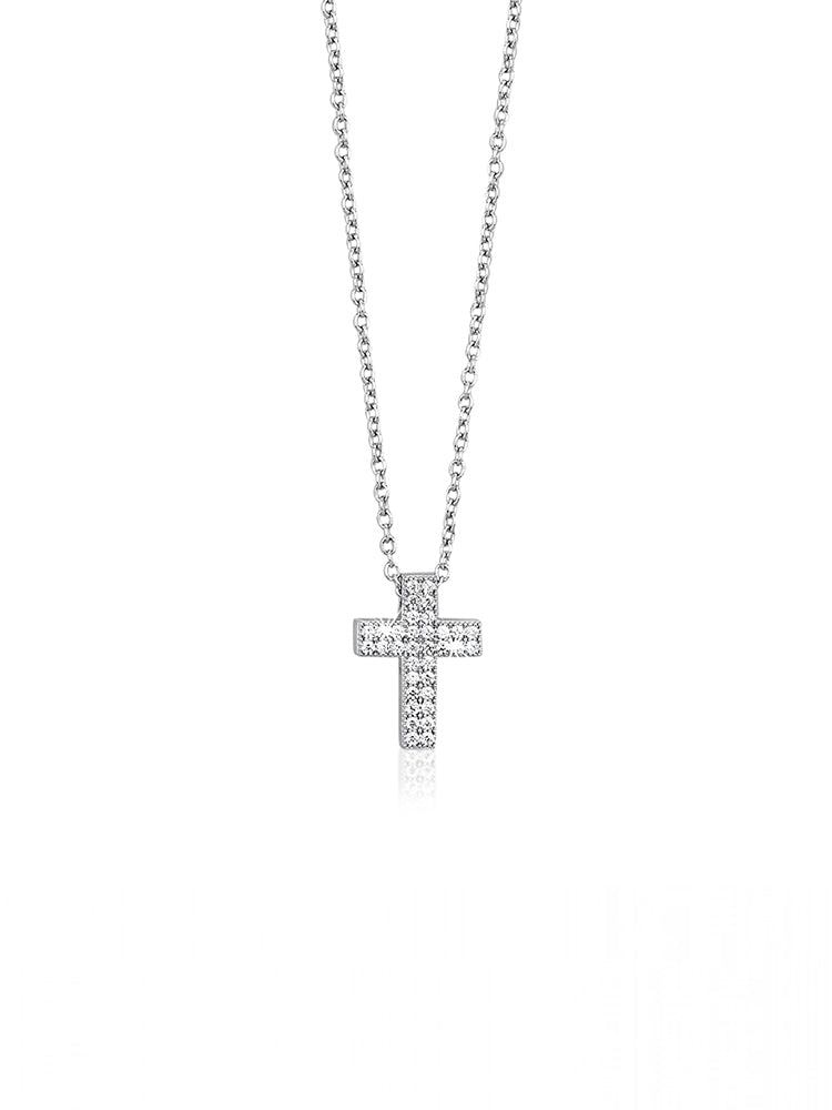 COLLANA DONNA SILVER CON CROCE E ZIRCONI MABINA GIOIELLI