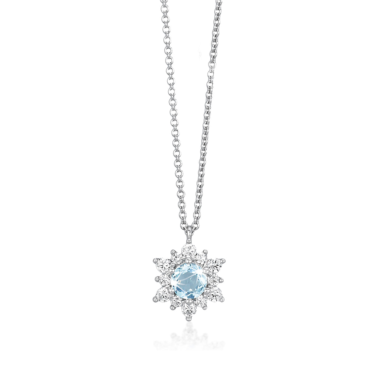 COLLANA DONNA CON PIETRA ACQUAMARINA E ZIRCONI MABINA GIOIELLI