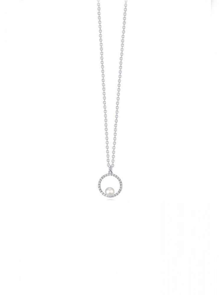 COLLANA DONNA GIROCOLLO CON CERCHIO E PERLA MABINA GIOIELLI