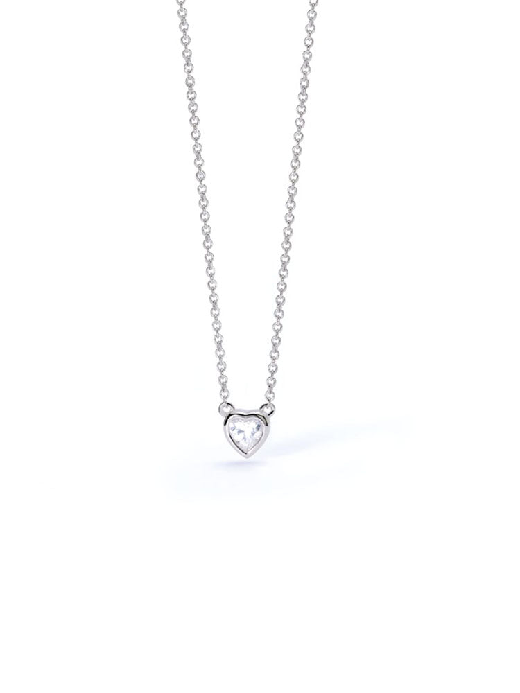 GIROCOLLO DONNA IN ARGENTO CON PUNTO LUCE TAGLIO CUORE SHINY MABINA GIOIELLI