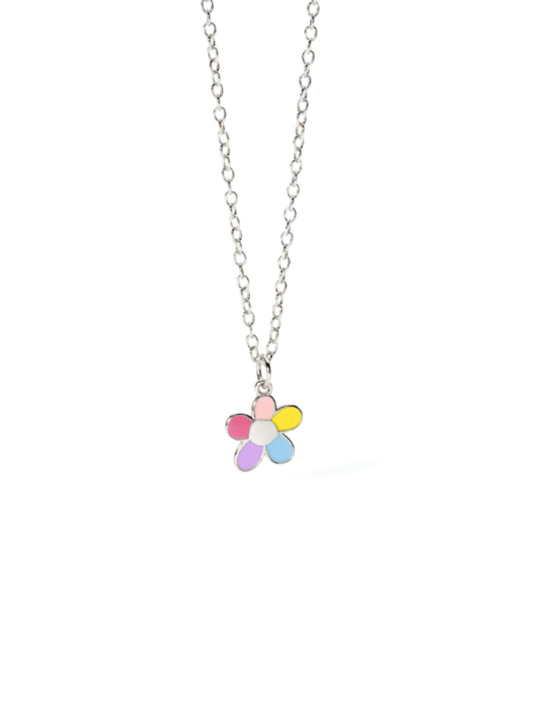 COLLANA BAMBINA BLOOM IN ARGENTO CON FIORE SMALTATO MABINA GIOIELLI