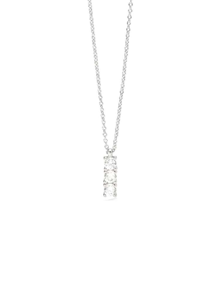 COLLANA DONNA TRILOGY IN ARGENTO RODIATO E ZIRCONI BIANCHI MABINA GIOIELLI