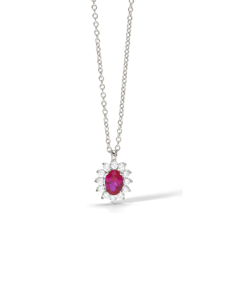 COLLANA DONNA COOL OR RÉTRO? IN ARGENTO CON RUBINO SINTETICO MABINA GIOIELLI