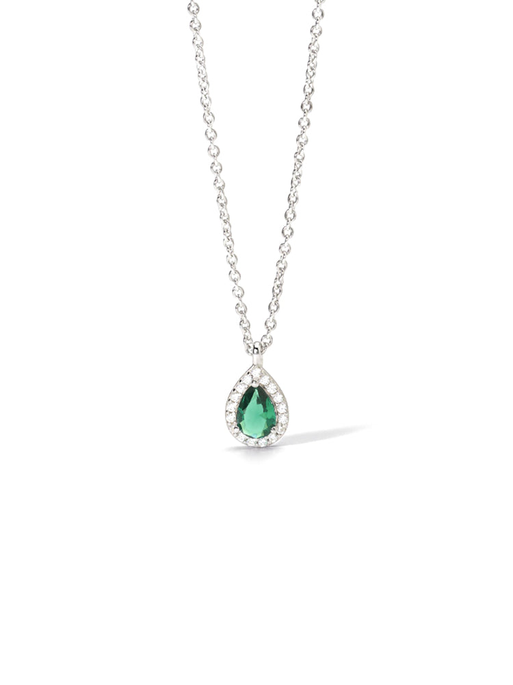 COLLANA DONNA COOL OR RÉTRO? IN ARGENTO CON SMERALDO SINTETICO E ZIRCONI MABINA GIOIELLI