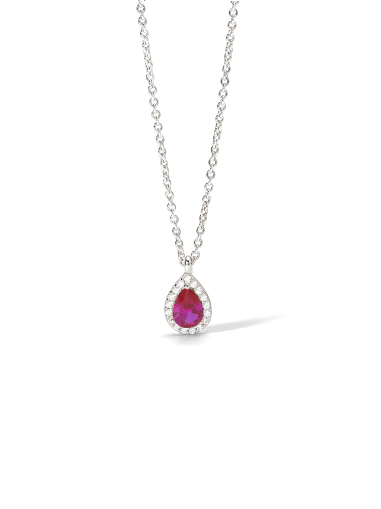COLLANA DONNA COOL OR RÉTRO? IN ARGENTO CON RUBINO SINTETICO E ZIRCONI MABINA GIOIELLI