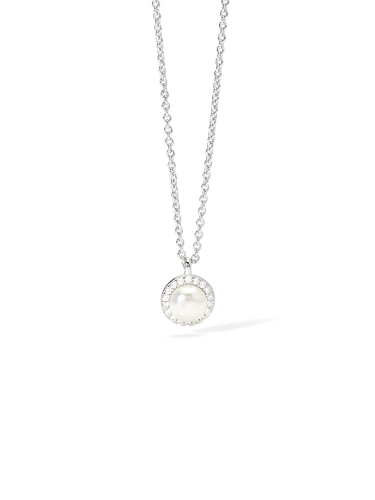 COLLANA DONNA MILANESIENNE IN ARGENTO CON PERLA COLTIVATA E ZIRCONI MABINA GIOIELLI