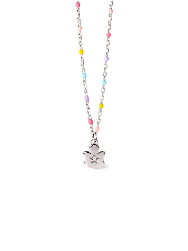 COLLANA BAMBINA IN ARGENTO CON ANGIOLETTO CON ZIRCONE MABINA JUNIOR